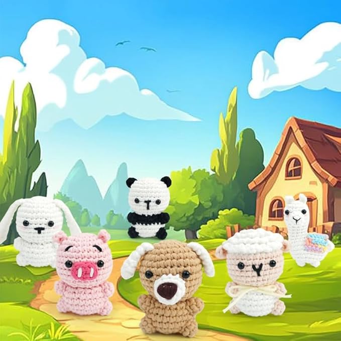Panda Crochet Kit for Beginners – Complete Amigurumi Animal Set with Yarn, Hook & Step-by-Step Video Tutorial – Easy DIY Craft for Adults, Kids & Whole Family.