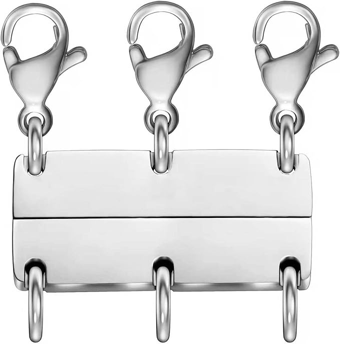 layering magnetic necklace clasp,18 k gold and silver separator for stackable necklaces