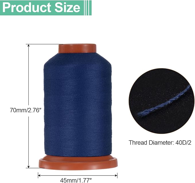 uxcell 40D/2 Sewing Thread 1100 Yards Polyester Household Sewing String Hand Stitching Polyester Cord for Clothing Stitching Shoe Bag Repairing DIY Craft Midnight Blue
