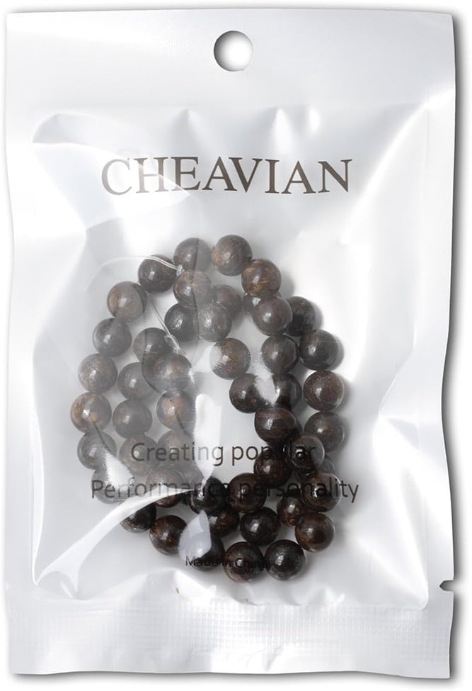 cheavian 45pcs 8mm natural bronzite gemstone round loose beads for jewelry making diy handmade 1 strand 15"