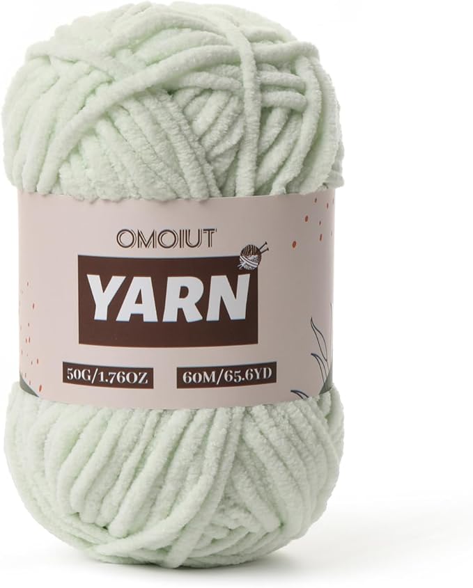 Plush Chenille Chunky Crochet Yarn - Baby Yarn for Crocheting Soft - Velvet Yarns Knitting for Blankets Crafts - Fluffy Amigurumi Yarns 50g / 65.6yd (Fruit Green)