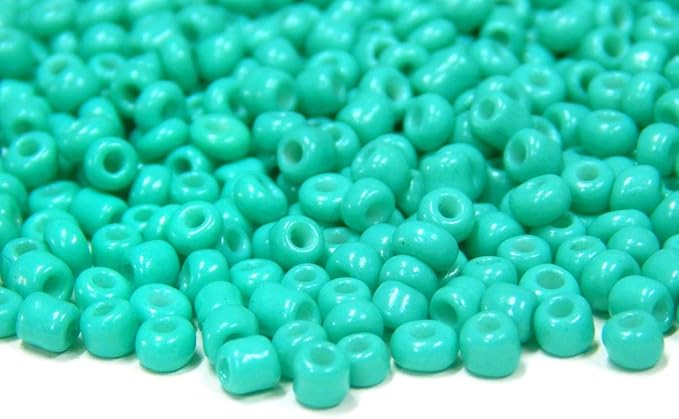 Perlin Glass Seed Beads 4mm 6/0 Round 1100pcs Mini Small Pony Spacer Beads Kit for Jewelry Making Earrings Bracelets Pendants Waist DIY Handmade (Turquoise Opaque)