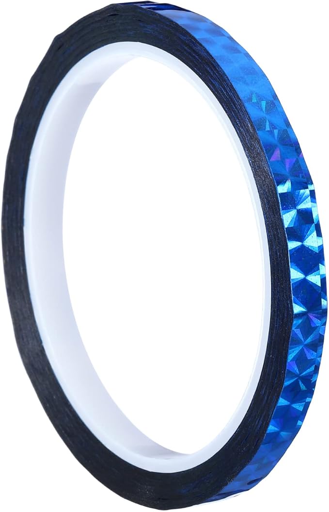 PATIKIL Prism Tape 0.3 Inch x 55 Yards, Holographic Metalized Reflective Adhesive for Detailing Accent Wall Decor Art, Blue