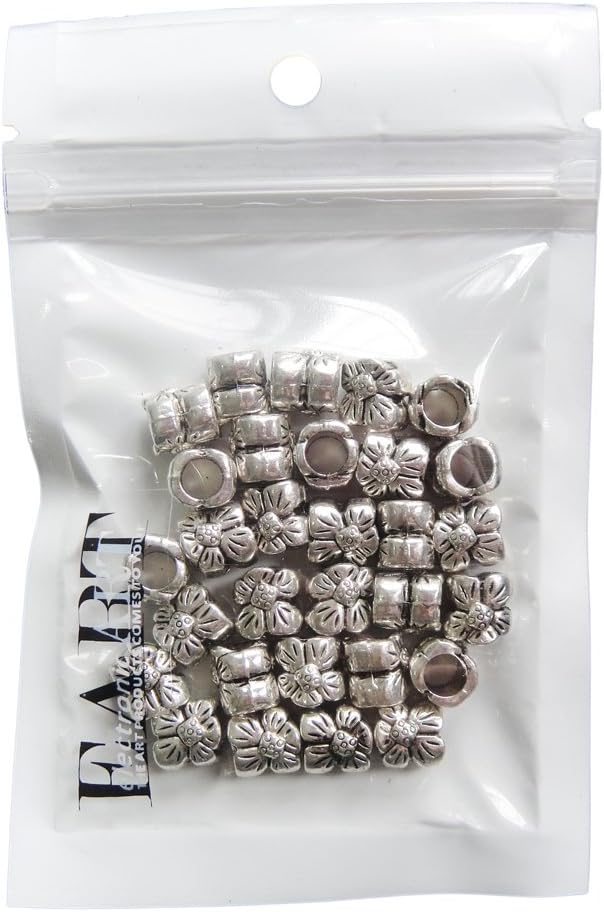 RUBYCA 30pcs Tibetan Silver Tone Spacer Beads Fit European Charms Bracelet Five-Leafs Flower Design