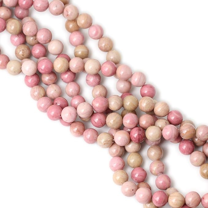 cheavian 35pcs 10mm natural rhodochrosite gemstone smooth round loose beads for jewelry making diy findings 1 strand 15"