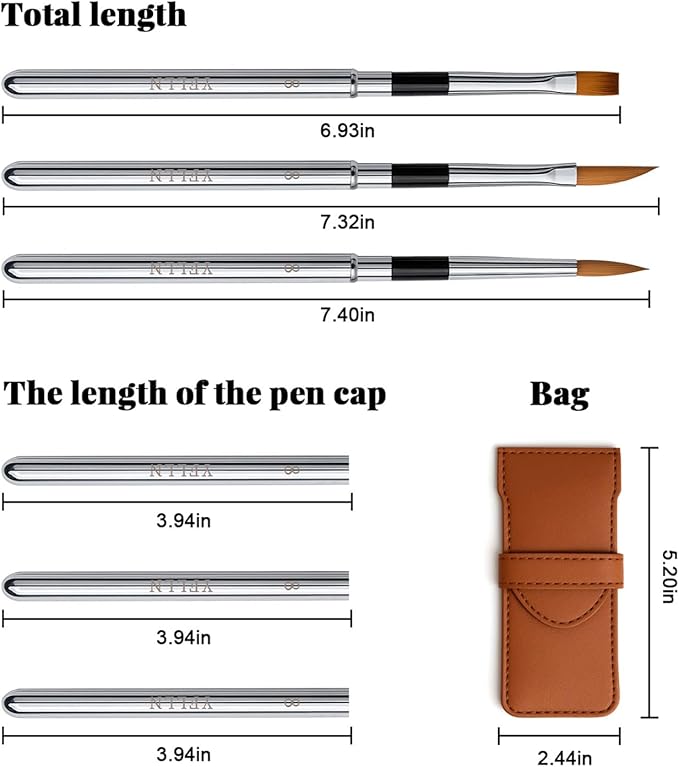 Travel Watercolor Brushes, 3pcs Watercolor Travel Brushes with Leather Pouch - Fine Point Rounds Dagger Flat for Watercolor Gouache Ink Painting