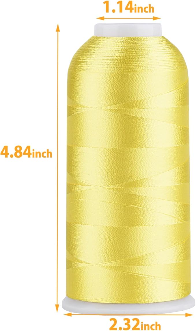 Simthread Rayon Embroidery Thread 5500 Yards, 40wt 100% Rayon Viscose for Commercial and Domestic Machines - Lemon 1023