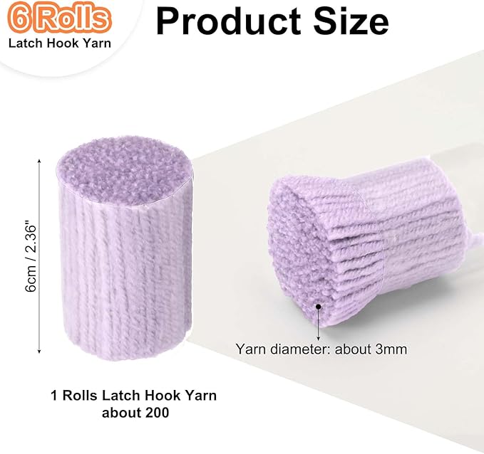 PATIKIL 6 Rolls Latch Hook Yarn, Latch Hook Kit Yarn Precut Hook Rugs Making Crochet Bundles for Latch Hook Rug Adults Beginners Tapestry DIY Craft, Pink Purple