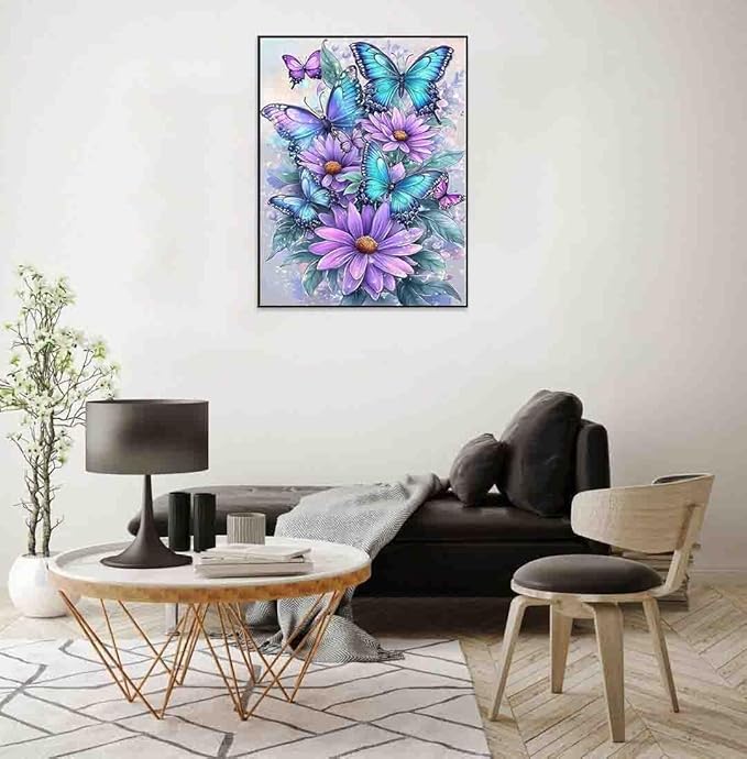flower cross stitch kits for adults beginner,butterfly counted cross stitch kits printed stitching cute patterns dimensions needlepoint art crafts embroidery kits for adults beginners (15.7x11.8 inch)
