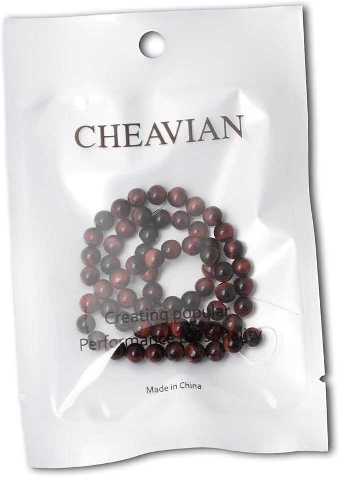 cheavian 60pcs 6mm natural red tiger eye gemstone round loose beads for jewelry making diy findings 1 strand 15"