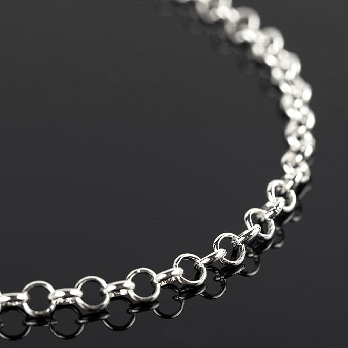 YOUBEIYEE 16.4 Feet Silver Plated Brass Jewelry Chain Roll Rolo Chain Necklace Bracelet DIY for Women Jewelry Supplies Findings