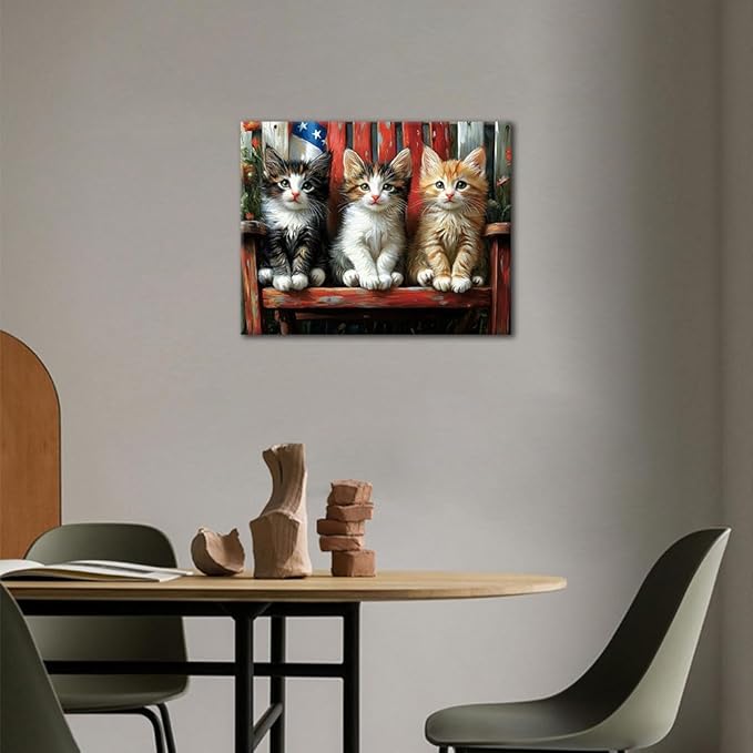 TUMOVO Paint by Numbers Kit for Adults - Playful Kittens on A Chair Color by Number Canvas, Charming Pet Lover Art Craft Kits Wall Decor, 16x20 in