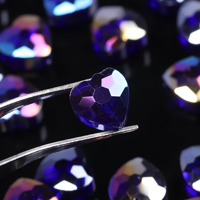 70pcs 8mm AB Dark Purple Faceted Heart Beads for Jewelry Making Crystal Glass Beads for Bracelets Necklace Crafts, Friendship Bracelet Kit, Love Gifts