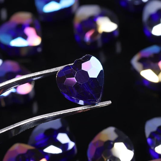 70pcs 8mm AB Dark Purple Faceted Heart Beads for Jewelry Making Crystal Glass Beads for Bracelets Necklace Crafts, Friendship Bracelet Kit, Love Gifts