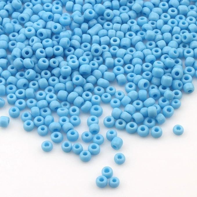 Perlin Glass Seed Beads 4mm 6/0 Round 1100pcs Mini Small Pony Spacer Beads Kit for Jewelry Making Earrings Bracelets Pendants Waist DIY Handmade (Blue Opaque)