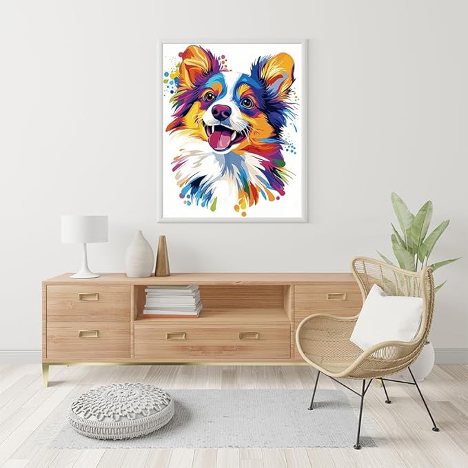 Natuyalo Paint by Number Kits for Adults, Colorful Dog Acrylic Easy Paint by Numbers for Adults Beginner, Animal DIY Painting by Numbers for Gift Home Wall Decor 16" x 20"