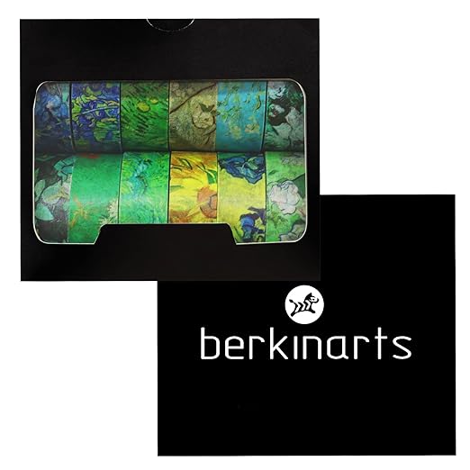 Berkin Arts 12 Rolls Art Floral Designs Washi Tape Set - 15 mm Wide Decorative Adhesive Masking Tape Cloisonnism for Scrapbooking Watercolor Vincent Van Gogh Series