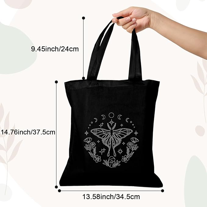 Nuberlic Canvas Tote Bag Embroidery Kit for Beginners Adults -DIY Needlepoint Kit with Butterfly Pattern Bag Reusable Eco-Friendly Shopping Bag