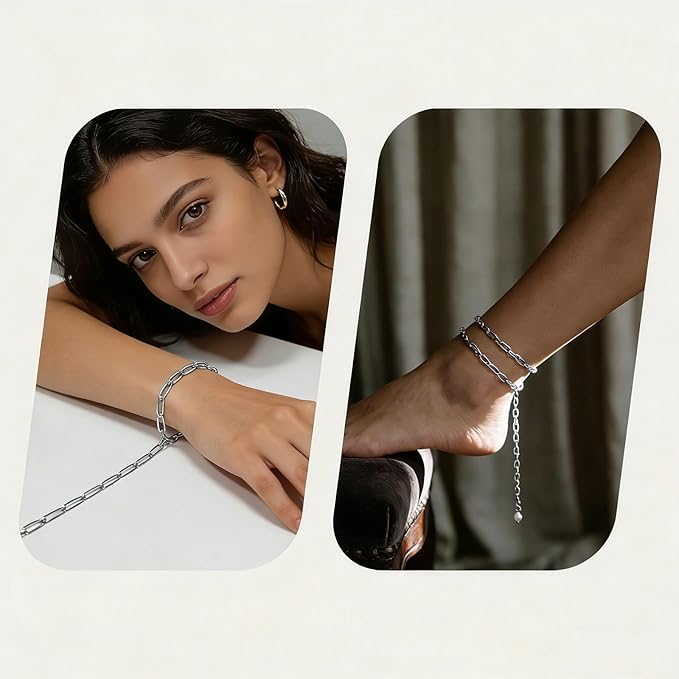 6M Silver PVD Plated Necklace Chain for Jewelry Making 304 Stainless Steel Paperclip Chain Roll with Lobster Clasps and Jump Rings for Men Women Making Jewelry Craft Support Jewelry Findings (Silver)