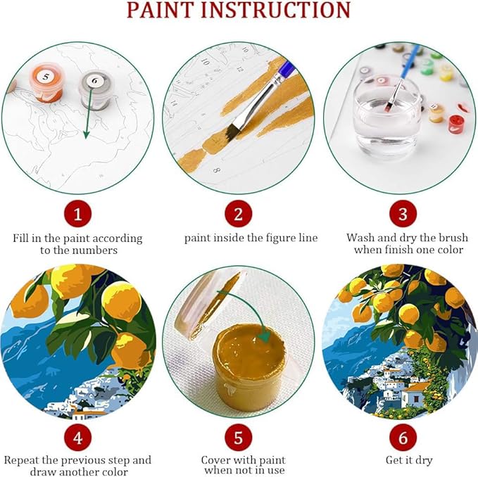 Axquilon Paint by Numbers Kit for Adults Beginner-Amalfi Coast Adult Paint by Number Kits on Canvas, Easy Adults' Paint-by-Number Kits Oil Painting for Gift Home Wall Decor 16x20in