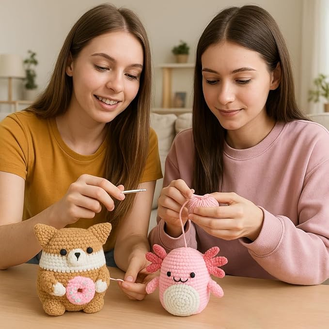 HOUSE CREATIVITY Cat Crochet Kit for Beginners – Make a Variety of Adorable Kittens, Amigurumi Crochet Starter Kit with Yarn, Eyes & Step-by-Step Video Tutorial, DIY Craft for Cat Lovers