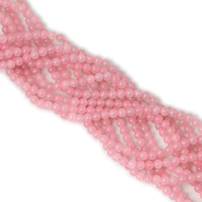 cheavian 60pcs 6mm natural rose quartz gemstone round loose bead pink crystal for jewelry making 1 strand 15"