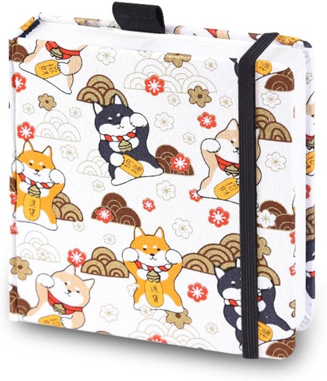 Square 5.1x 5.1"165gsm Colored pencil paint Journal Hardbound 128pgs（64 Sheets Front Back Cold Pressed）Travel for Calligrapher Colored Pencil Sketch Doodles Handmade Cloth Cover Notebook Dog White