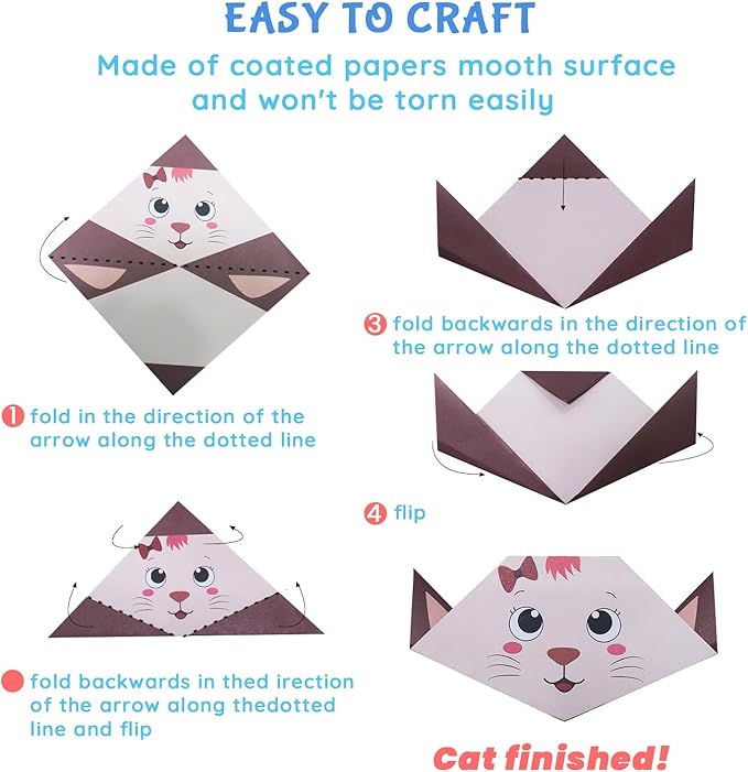 Origami Kit for Kids Ages 5-16, 116 pages with 54 Patterns & Instruction Book | Origami Paper Kit for Beginners & Advanced | Arts & Crafts Toys for Girls & Boys Ages 8-12 | Birthday & Christmas Gifts