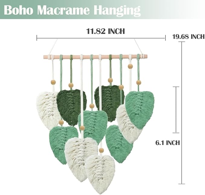 Ewparts Macrame Leaf Wall Hanging Kit – 3mm Cord with Fringe Comb, Threader & Leaf Template,Include Step-by-Step Instructions, Complete DIY Wall Decor Set for Beginners, Boho Craft Kit for Adults