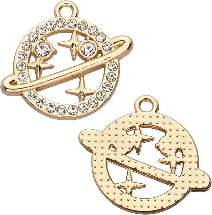 Pack of 20 Rhinestone Charms Gold Plated Pendants Pave Crystal Accessories for Necklace Bracelet Jewelry Making DIY Crafting