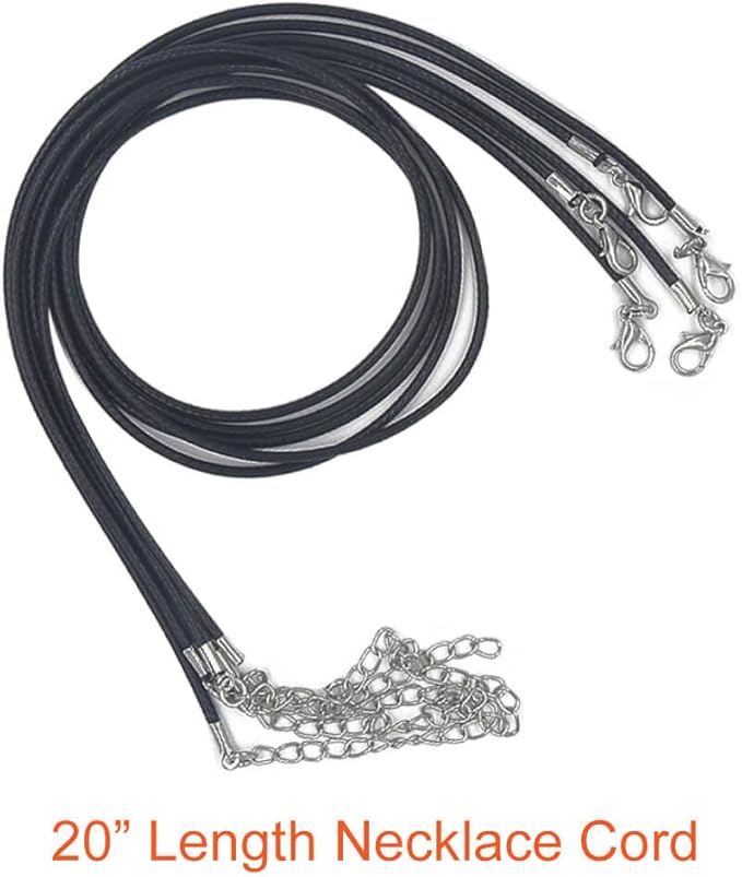 Paxcoo 100Pcs Black Waxed Necklace Cord with Clasp Bulk for Bracelet Necklace and Jewelry Making (20 Inches)