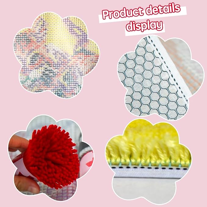 DL-YTG Latch Hook Kits Rug Cat Crochet Yarn Cushion Colour Pre-Printed Canvas Cover Rug Needlework DIY Hook and Latch Kit Home Decoration 52x38cm/20 X15inch