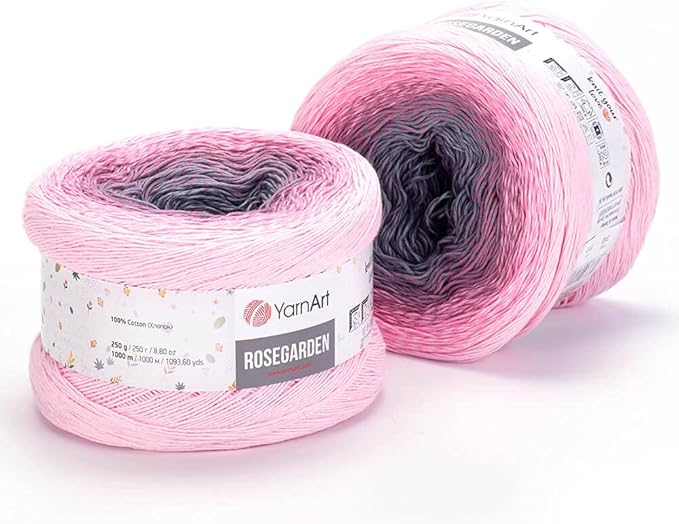 Yarn Art Flowers Rosegarden 100% Cotton 250gr 8.80 oz 1094yds Multicolor Cotton Yarn Rainbow Crochet Yarn Spring Summer (313)