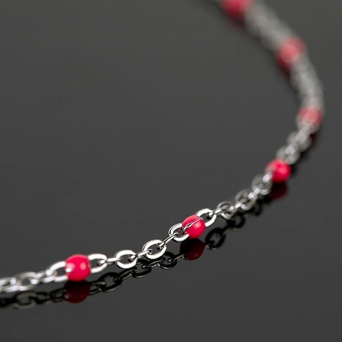 UMAOKANG 10 Meters Stainless Steel Chain Roll Enamel Beads Chain for Jewelry Making Cable Necklace Chain Women Necklace Bracelet DIY Jewelry Supplies Findings