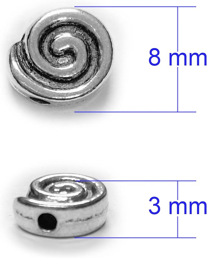 Tibetan Silver Spacer 8mm Flat Beads for Jewelry Making Supplies for Adults Small Seed Bead for Necklace Earring Bracelet Making Kit Bulk Beads 77pcs