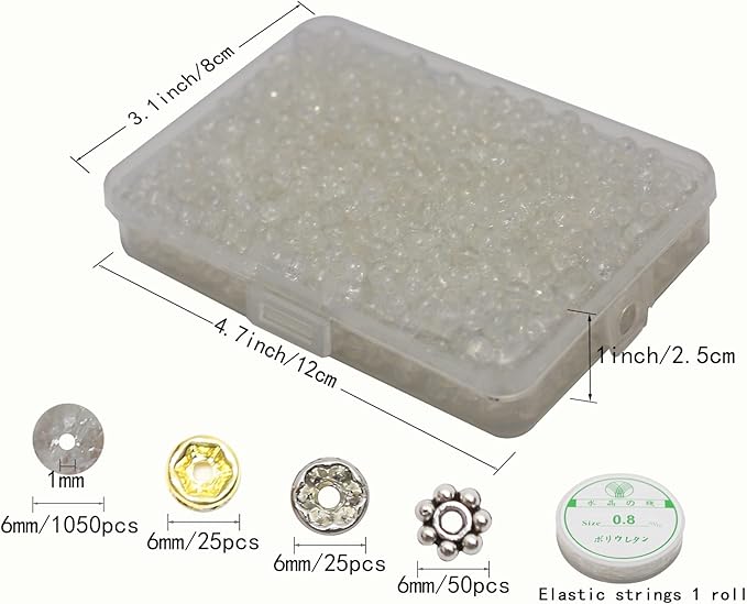 1050pcs White Crackle Glass Beads Handcrafted Round Lampwork Smooth Loose Beads for Bracelet & DIY Jewelry Making 6mm