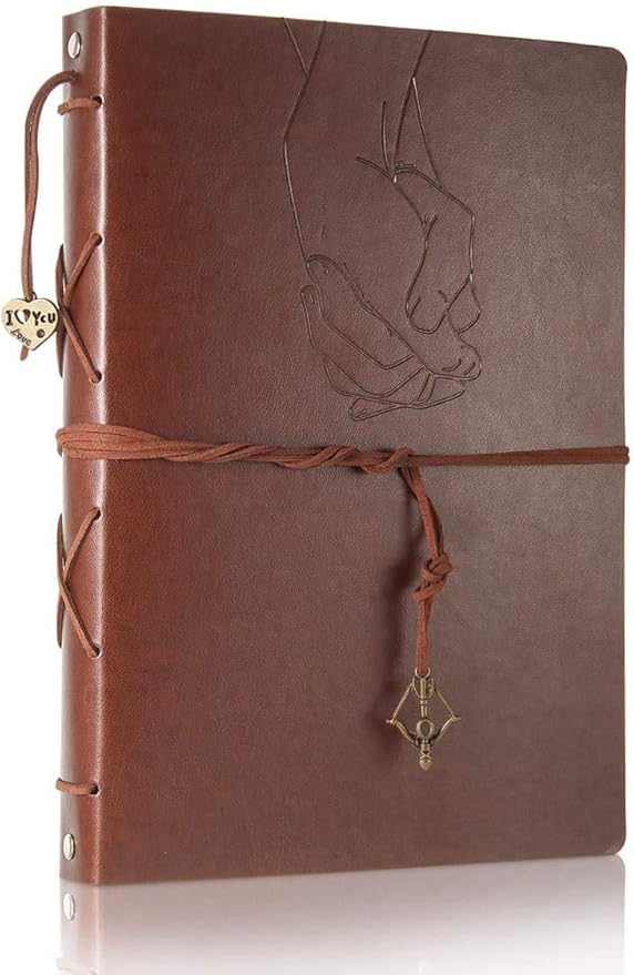 ThxMadam Leather Scrapbook Album 60 Pages Vintage Love Photo Album,8.7 * 7.1 Inch Scrapbook for Couples-DIY Memory Book,Birthday/Wedding Guest Book Gift for Anniversary Mother's Day
