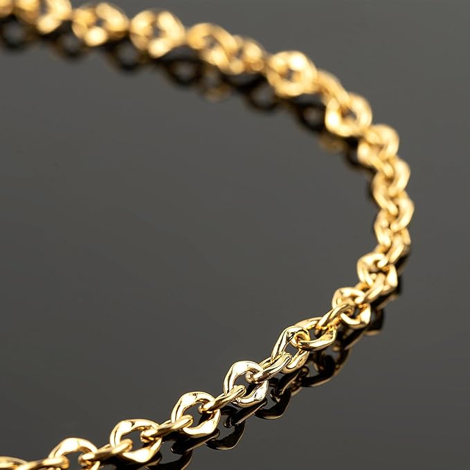 UMAOKANG 16.4 Feet Stainless Steel Jewelry Making Supplies Gold Plated Lip Chain Jewelry Making Chains Bulk