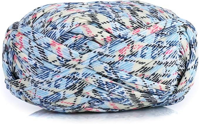 iSuperb 1 Pack Knitting Yarn Colorful Cloth T-Shirt Yarn Fabric Crochet Cloth for DIY Knitted Art Basket Bag - 100g