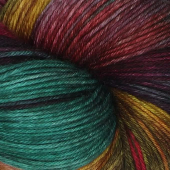 KnitPro Symfonie Fingering Weight Hand Dyed Variegated Yarn Skein | Extra Fine Merino Wool & Polyamide Blend for Knitting & Crocheting, Oeko-TEX Certified 400m, 100g | Terra Harvest Vine