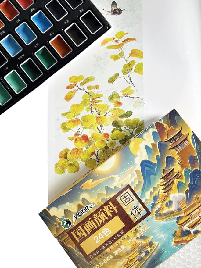 Easyou Marie's Chinese Painting Colors Solid Pigments Watercolor Set 24colors