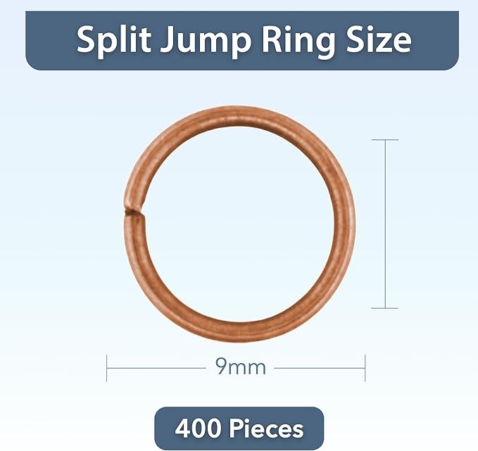 Mandala Crafts Assorted Antique Copper Color Jump Rings Jewelry Findings Metal O Rings for Jewelry Making Supplies - 400 9mm Small Open Jump Rings Kit for Necklace Earring