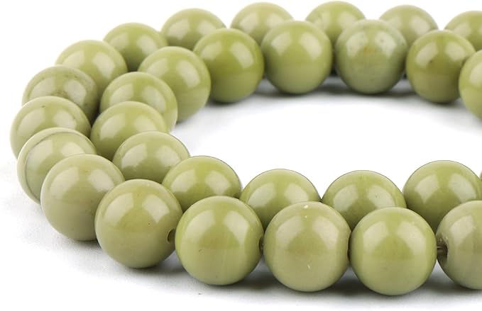 Natural Stone Beads Gemstone Beads for Jewelry Making - 8mm Round Loose Beads for Bracelets(44-47pcs, Alashan Avocado)