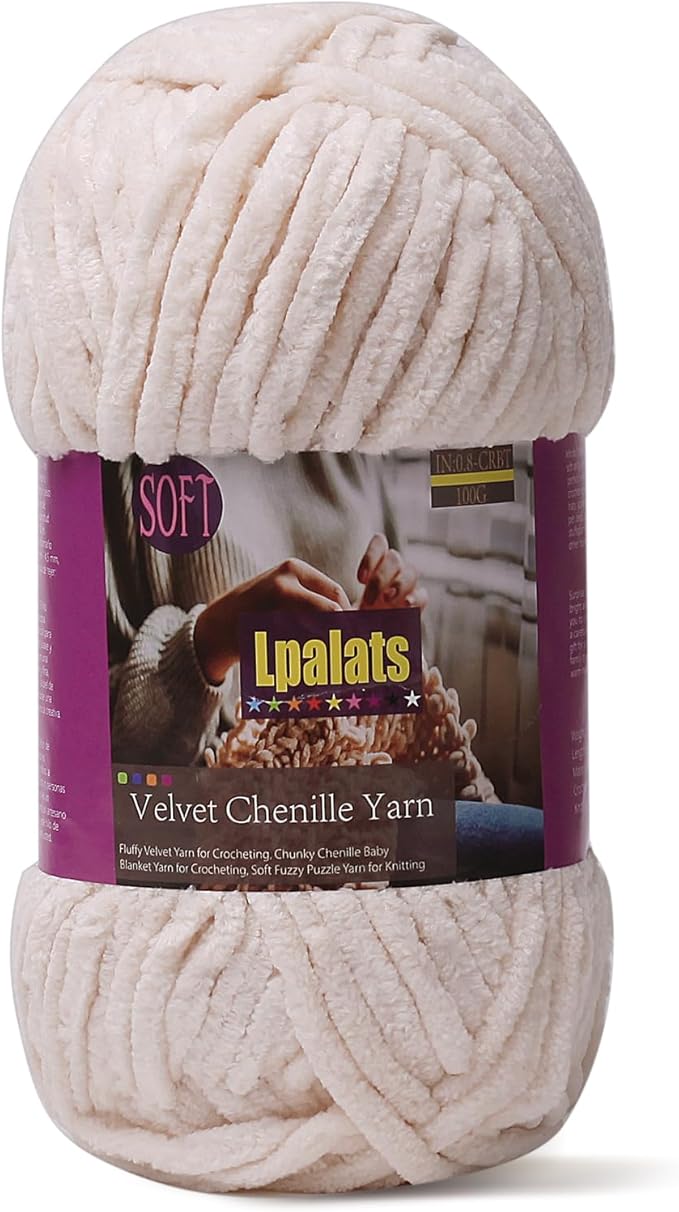 Baby Blanket Yarn for Crocheting Soft - 1 Pack of 100g/3.5oz Chunky Chenille Yarn for Knitting Blankets Amigurumi - Super Bulky Yarns - 87 Yards Thick Plush Yarns (1, Khaki)