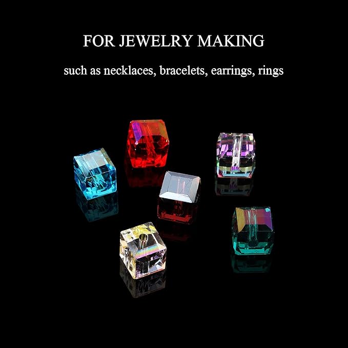 4mm Sparkle Cube Crystal Beads for Jewelry Making - Faceted Spacer Beads for Bracelets(94-100pcs, Peacock Green)