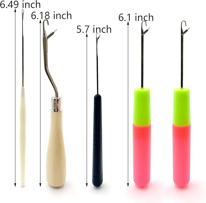 Qgond 5PCS Latch Hook Tool Set – Small Crochet Hooks in Multiple Sizes for Braid Hair, Dreadlocks, Rug Making, Carpet Crafting & Other DIY Projects