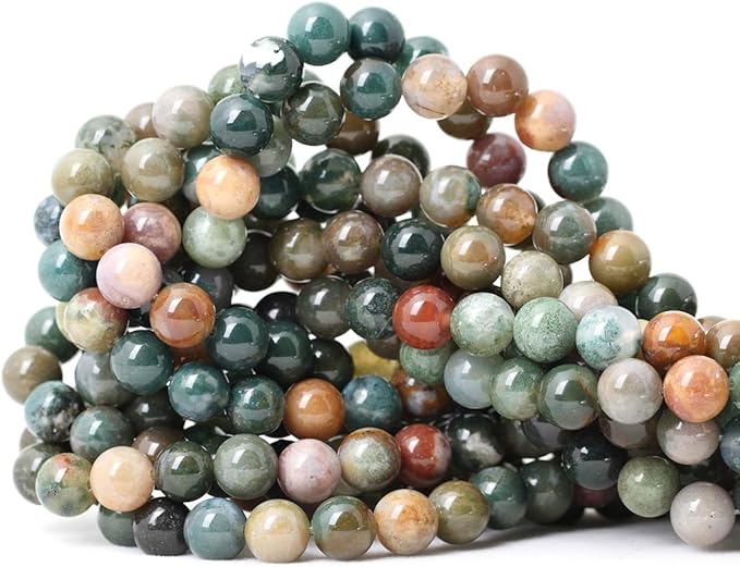 45PCS 8mm Natural Indian Agate Gemstone Round Loose Beads for Jewelry Making DIY 1 Strand 15"