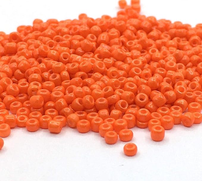 Perlin Glass Seed Beads 2mm 11/0 Round Mini Small Pony Beads 6500pcs for Making Earrings Bracelets Pendants Waist Jewelry DIY Handmade Opaque Color Kit (Orange)