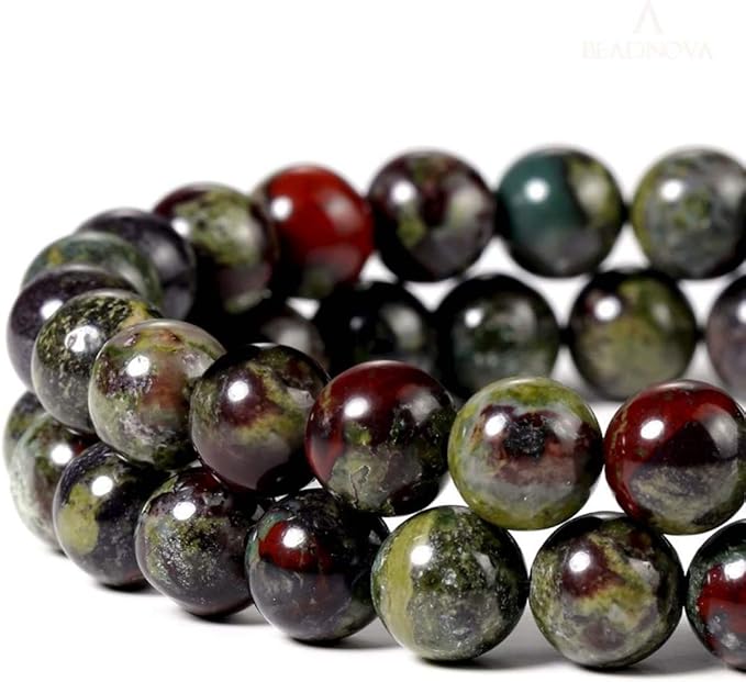 Natural Stone Beads 100pcs 6mm Dragon Blood Stone Round Genuine Stone Beading Loose Gemstone Hole Size 1mm DIY Smooth Beads for Bracelet Necklace Earrings Jewelry Making (Dragon Blood Stone Red,6mm)