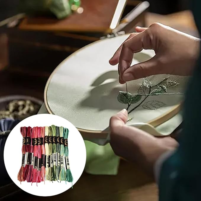 12 Skeins 105 Yards Cross Stitch Floss Embroidery Thread 6 Ply Variegated Friendship String Polyester Christmas Color Threads for Sewing Making Bracelets Clothes Stitching Decor Craft DIY